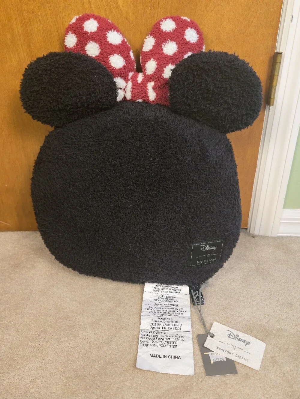 Barefoot Dreams Disney CozyChic Minnie Mouse Snugly Decorative Pillow NWT